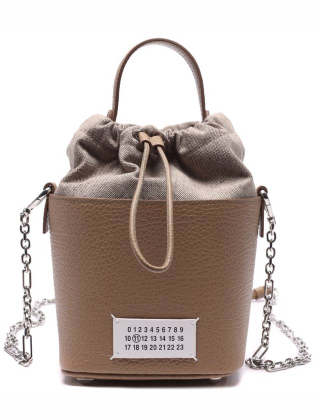 5AC Number Logo Texture Leather Bucket Bag Brown - MAISON MARGIELA - BALAAN 3