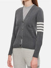 Cotton 4-Bar Milano Classic V-Neck Cardigan Medium Grey - THOM BROWNE - BALAAN 4