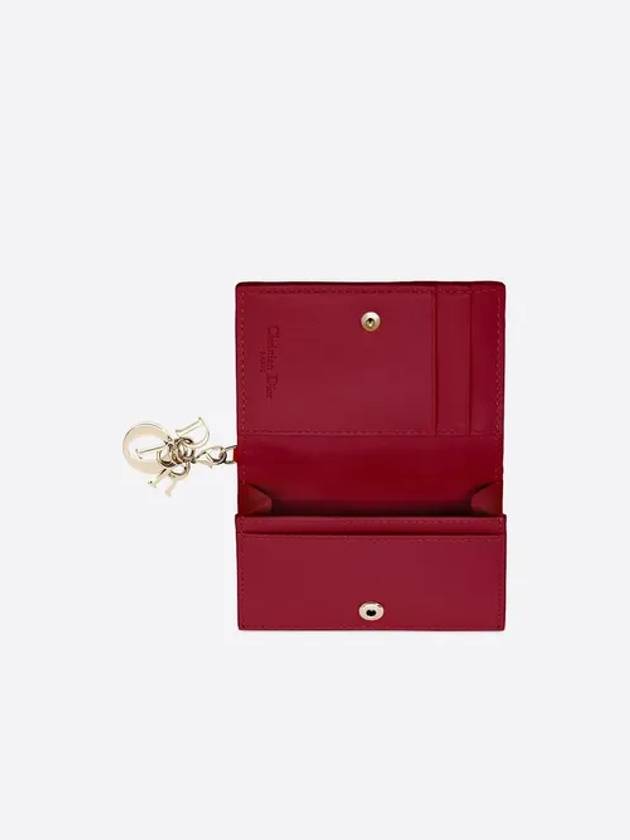 Lady Cannage Patent Calfskin Flap Card Wallet Red - DIOR - BALAAN 5