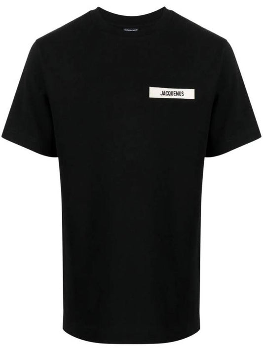 Le Gros Grain Logo Short Sleeve T-Shirt Black - JACQUEMUS - BALAAN 1