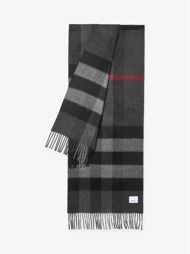 Half Mega Check Pattern Cashmere Muffler Charcoal - BURBERRY - BALAAN 3