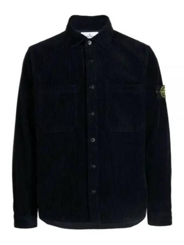 Cotton Corduroy 400 TC Over Long Sleeve Shirt Navy - STONE ISLAND - BALAAN 2