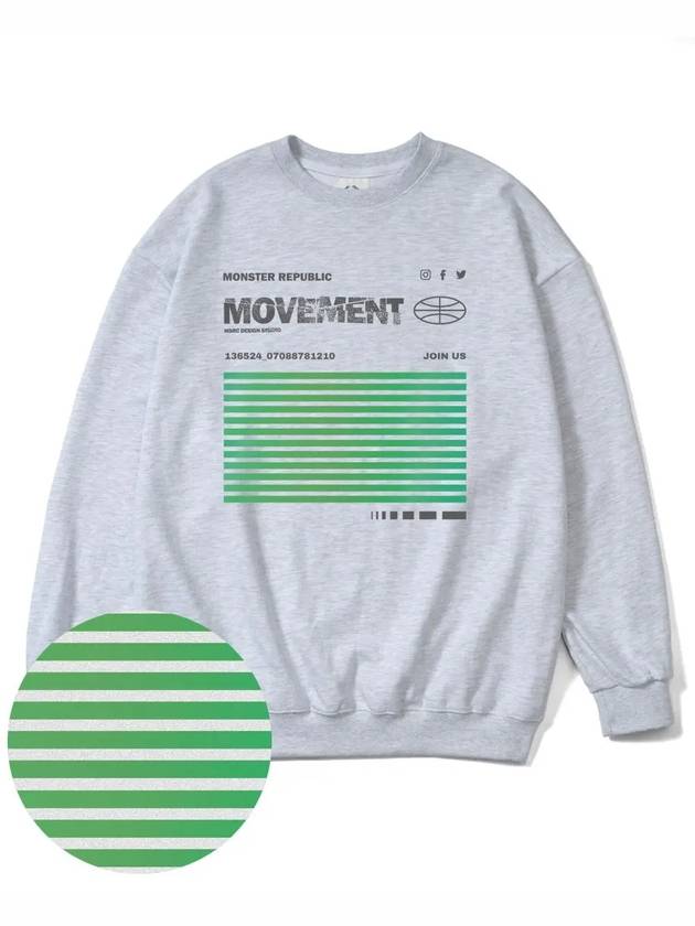 Social Stance Green Overfit Sweatshirt Melange Gray - MONSTER REPUBLIC - BALAAN 2