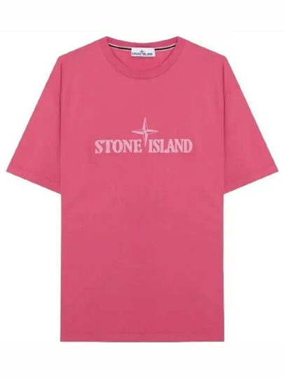 Stitches Two Embroidery Short Sleeve T-Shirt Cyclamen - STONE ISLAND - BALAAN 2