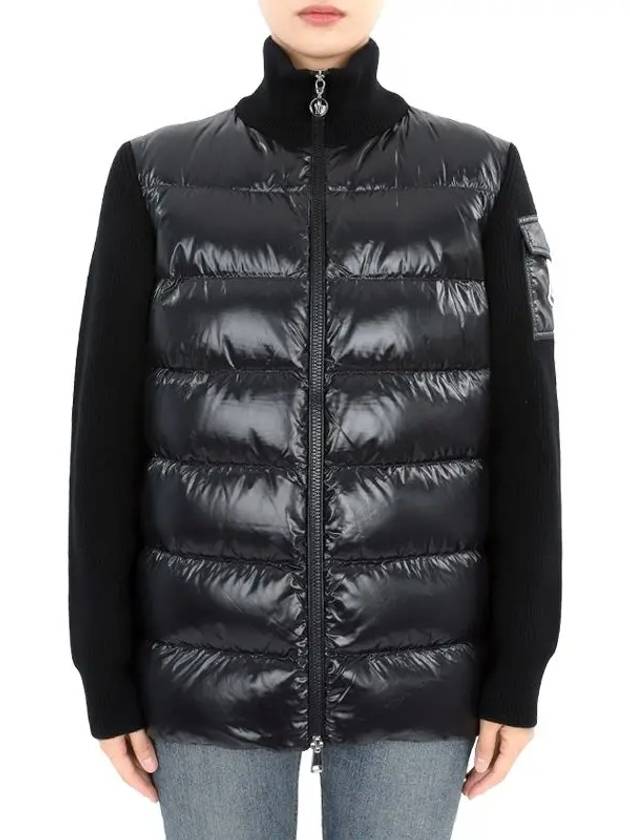 Padded Wool Cardigan Black - MONCLER - BALAAN 3