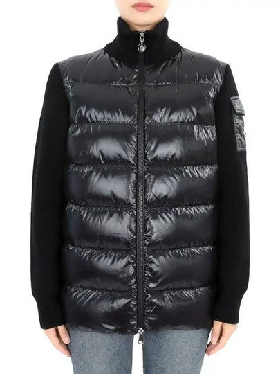 Padded Wool Cardigan Black - MONCLER - BALAAN 2