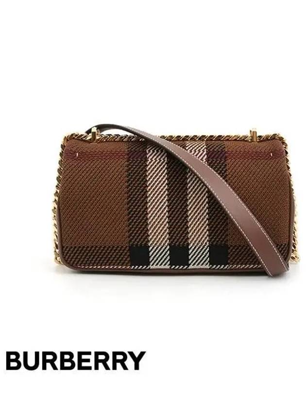 Lola Knit Check Cross Bag Dark Birch Brown - BURBERRY - BALAAN 4