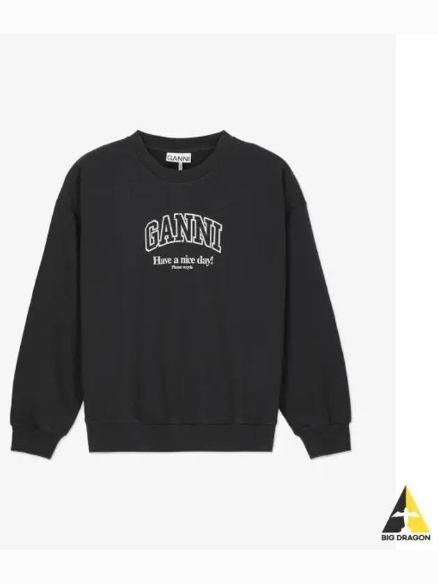 Isoli Oversized Cotton Sweatshirt Black - GANNI - BALAAN 2