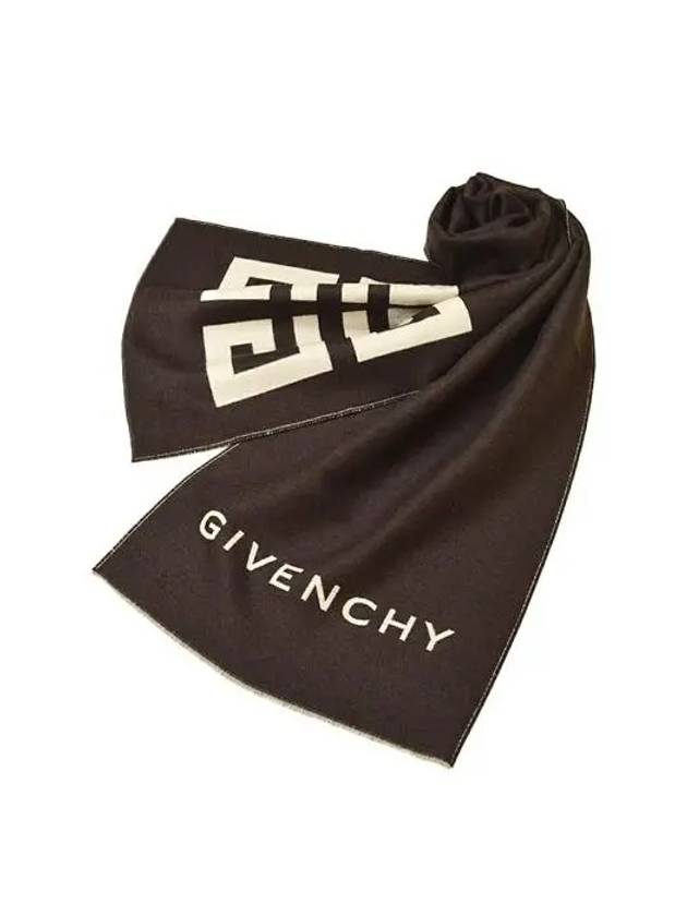 4G two tone logo silk wool muffler brown GV3518 gift package - GIVENCHY - BALAAN 1