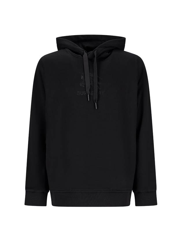 Embroidered Logo Cotton Hoodie Black - BURBERRY - BALAAN 2