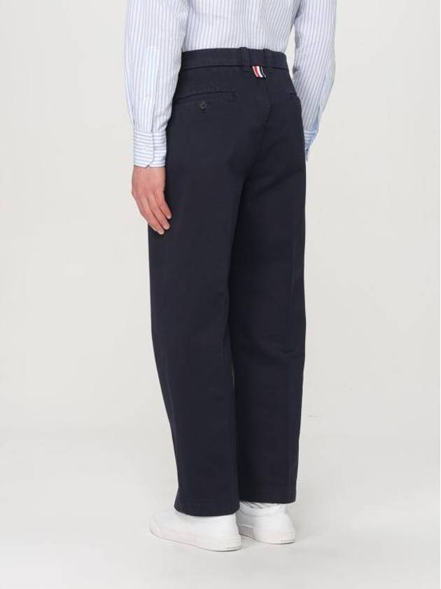 Cotton Twill Utility Straight Pants Navy - THOM BROWNE - BALAAN 4