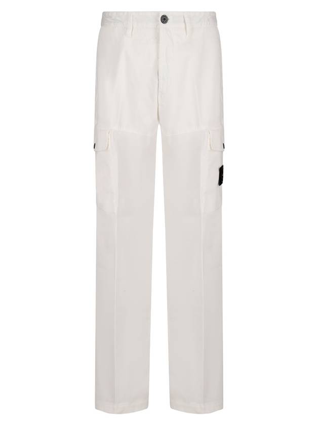 Regular Fit Cargo Cotton Straight Pants White - STONE ISLAND - BALAAN 2