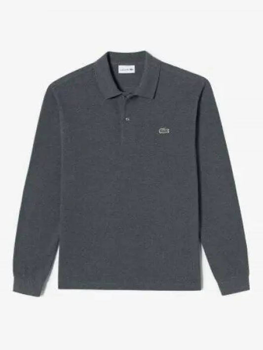 Men s French Regular Fit Basic Long Sleeve Polo Charcoal Gray - LACOSTE - BALAAN 1