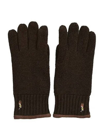 Pony Touchscreen Leather Patch Gloves Brown - POLO RALPH LAUREN - BALAAN 1