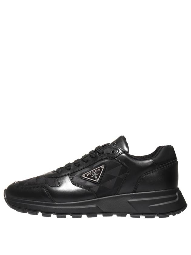 Leather Re-Nylon High Top Sneakers Black - PRADA - BALAAN 4