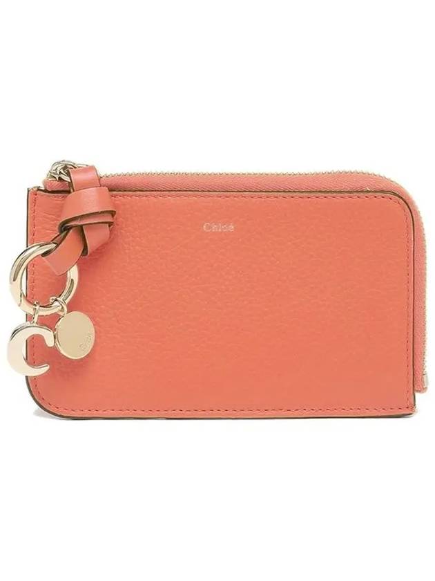 Alphabet Half Zipper Leather Card Wallet Orange - CHLOE - BALAAN 3