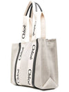 Woody Canvas Medium Tote Bag White Navy - CHLOE - BALAAN 5