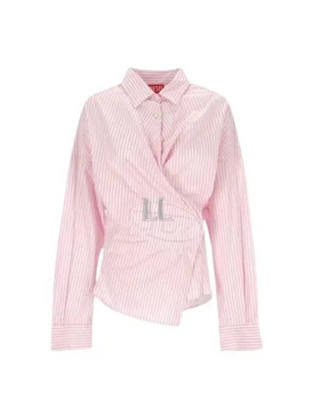 D Sizen N2 Asymmetric Design Striped Long Sleeve Shirt Pink - DIESEL - BALAAN 2