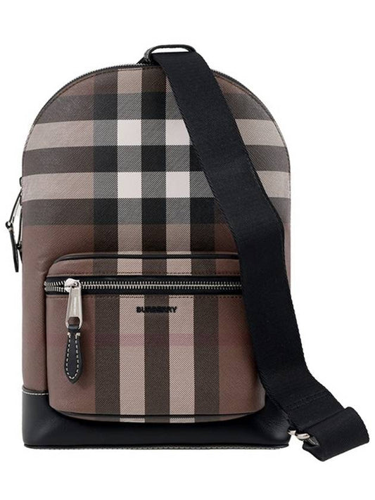 Checked Leather Crossbody Backpack - BURBERRY - BALAAN 2