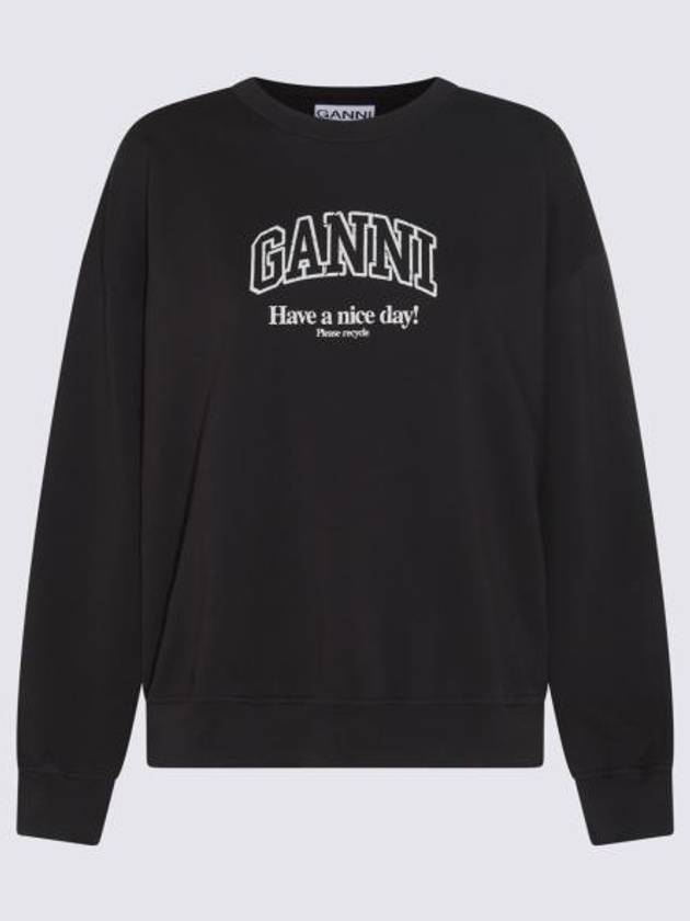 Isoli Oversized Cotton Sweatshirt Black - GANNI - BALAAN 3