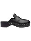 Studded Leather Cloak Mule Black - PRADA - BALAAN 1