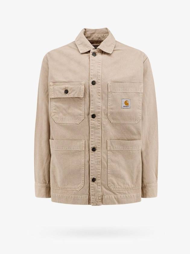 Garrison Logo Patch Cotton Shirt Jacket Beige - CARHARTT WIP - BALAAN 1