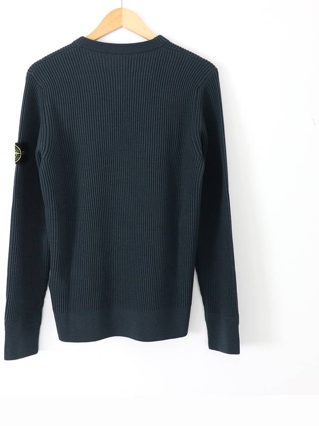 Wappen Patch Crew Neck Ribbed Wool Knit Dark Green - STONE ISLAND - BALAAN 3