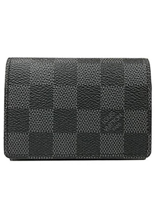 Damier Graphite Envelope Business Card Wallet Black - LOUIS VUITTON - BALAAN.