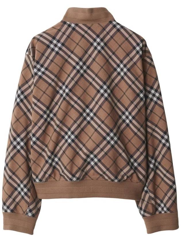 Harrington Check Wool Blend Zip-Up Jacket Brown - BURBERRY - BALAAN 6