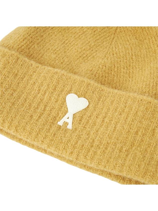 Paris Logo Patch Knit Beanie Yellow - AMI - BALAAN 5