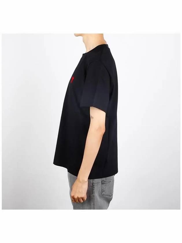 Small Heart Logo Short Sleeve T-Shirt Black - AMI - BALAAN 4