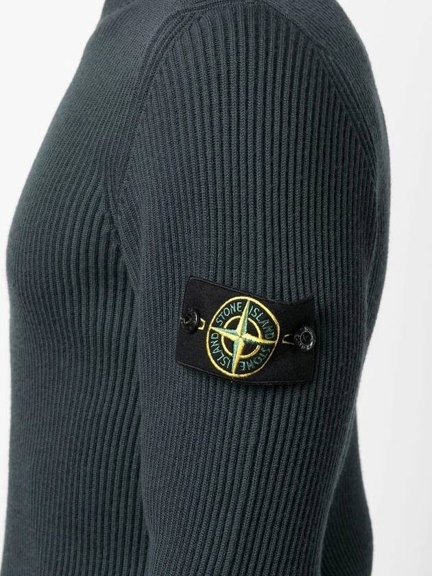 Wappen Patch Crew Neck Ribbed Wool Knit Dark Green - STONE ISLAND - BALAAN 6