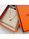 Mini Pop H Pendant Necklace Gold Blanc White - HERMES - BALAAN 3