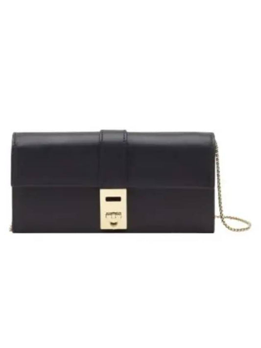 Hug Shoulder Chain Long Wallet Black - SALVATORE FERRAGAMO - BALAAN 2