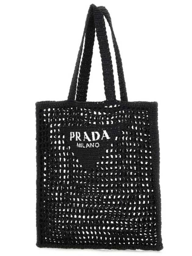 Logo Crochet Tote Bag Black - PRADA - BALAAN 3