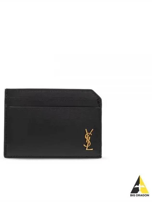 Tiny Cassandre Open Shiny Leather Card Wallet Black - SAINT LAURENT - BALAAN 2