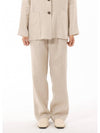 Denzel Office Pintuck Linen Wide Slacks Butter Beige - RAMUSTUDIO - BALAAN 2