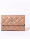 Season CC logo snap women's medium wallet caviar beige AP3051 - CHANEL - BALAAN 1