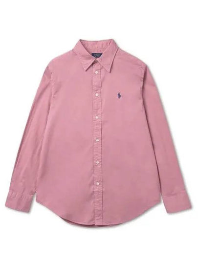 Embroidered Pony Logo Cotton Twill Long Sleeve Shirt Rose - POLO RALPH LAUREN - BALAAN 2