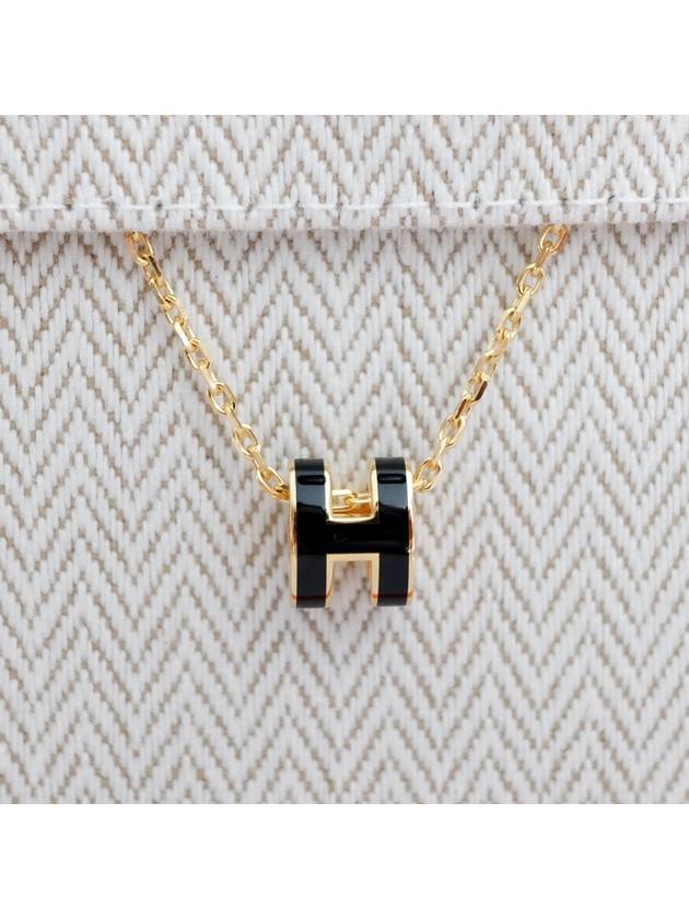 Mini Pop H Pendant Necklace Gold Noir - HERMES - BALAAN 5