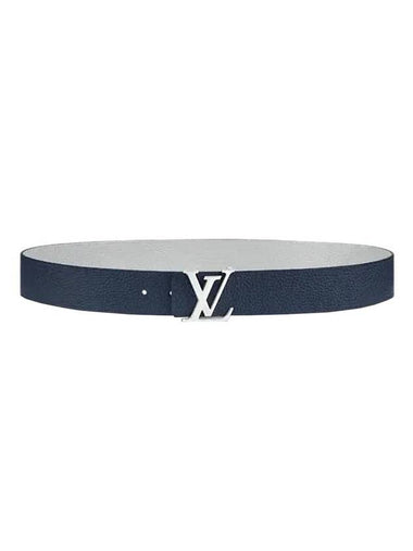 LV Initiales Taurillon 40MM Reversible Leather Belt Grey Navy - LOUIS VUITTON - BALAAN 1