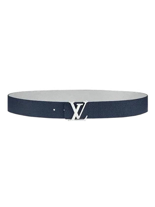 LV Initiales Taurillon 40MM Reversible Leather Belt Grey Navy - LOUIS VUITTON - BALAAN 1