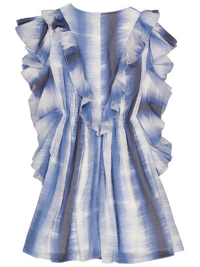 Chloe Girls Blue White Abstract Printed Ruffled Dress, Size 8 - CHLOE - BALAAN 2