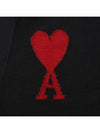 Heart Logo V Neck Wool Cardigan Black - AMI - BALAAN 6