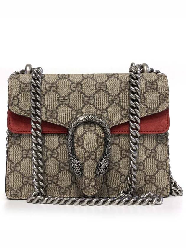 Dionysus GG Supreme Chain Small Canvas Shoulder Bag Beige Red - GUCCI - BALAAN 2