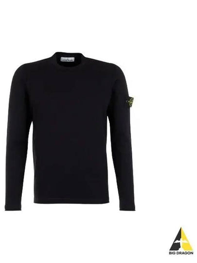 Compass Badge Ribbed Cotton Knit Top Black - STONE ISLAND - BALAAN 2