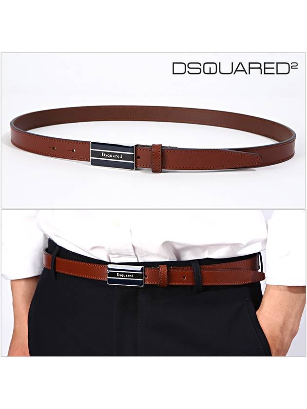 Three Stripes Lettering Leather Belt Red - DSQUARED2 - BALAAN 2