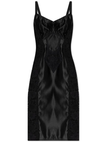 Dolce & Gabbana Satin Dress, Women's, Black - DOLCE&GABBANA - BALAAN 1