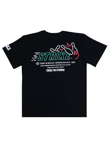 Bowling Strike Printing Overfit Short Sleeve T-Shirt Black - CODE I'M - BALAAN 1