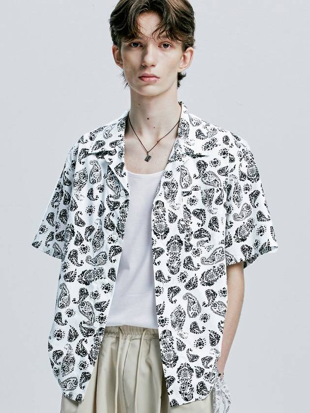 Coconut Hawaiian Paisley Half Shirt White - S SY - BALAAN 1